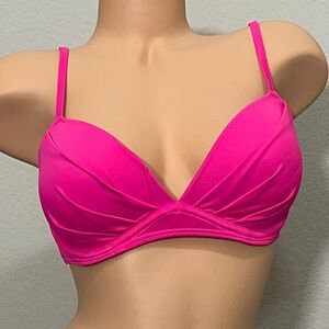 Smart & Sexy Swim Push Up Hot Pink Bikini Top Size 34D